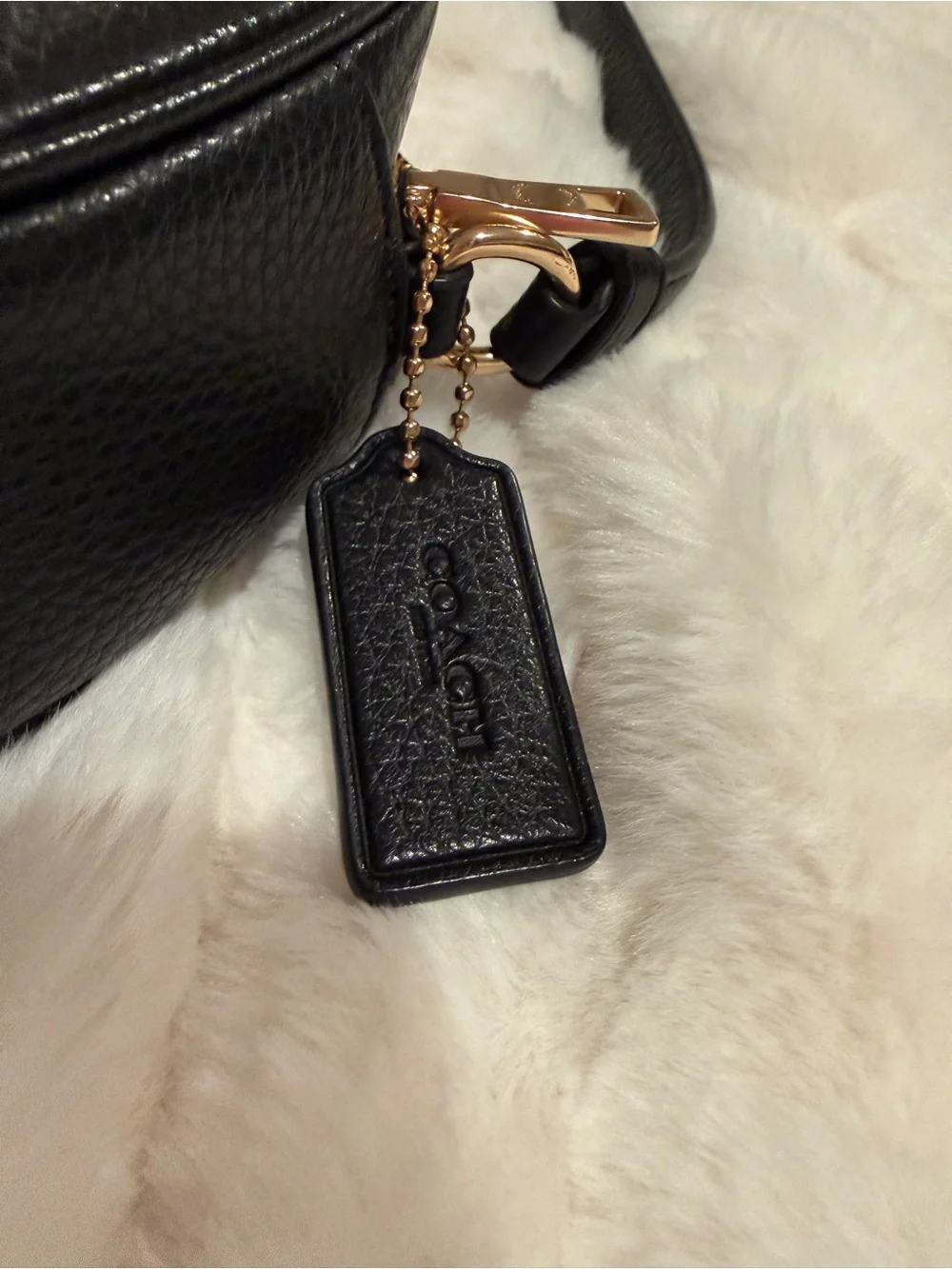 Coach Black Pebbled Leather Crossbody Bag with Gold Hardware